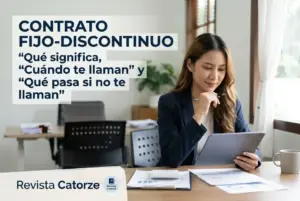 Mulher analisando contrato com tablet em escritório iluminado