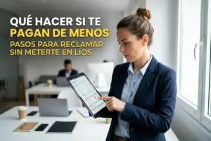 Mulher analisando finanças em tablet em ambiente de escritório