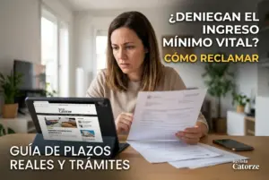 Mulher analisando documentos sobre renda mínima vital 2026